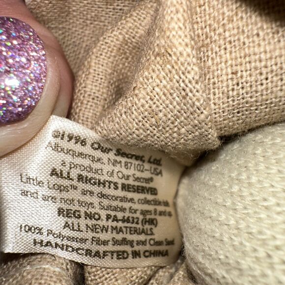 VTG LITTLE LOPS Guardian Angel Bunny Fabric Quilt 1st Ed Collect doll ornament - Picture 6 of 7